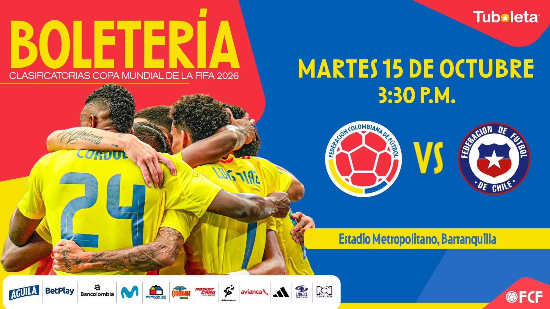 Eliminatorias Selección Colombia vs. Chile: 15 Octubre
