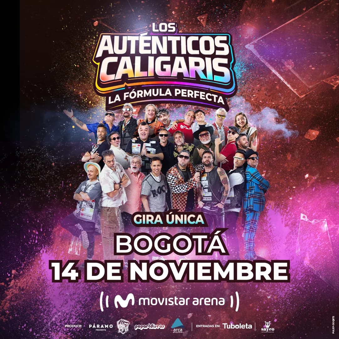 Boletas Los Auténticos Caligaris: 14 noviembre 2026, Bogotá