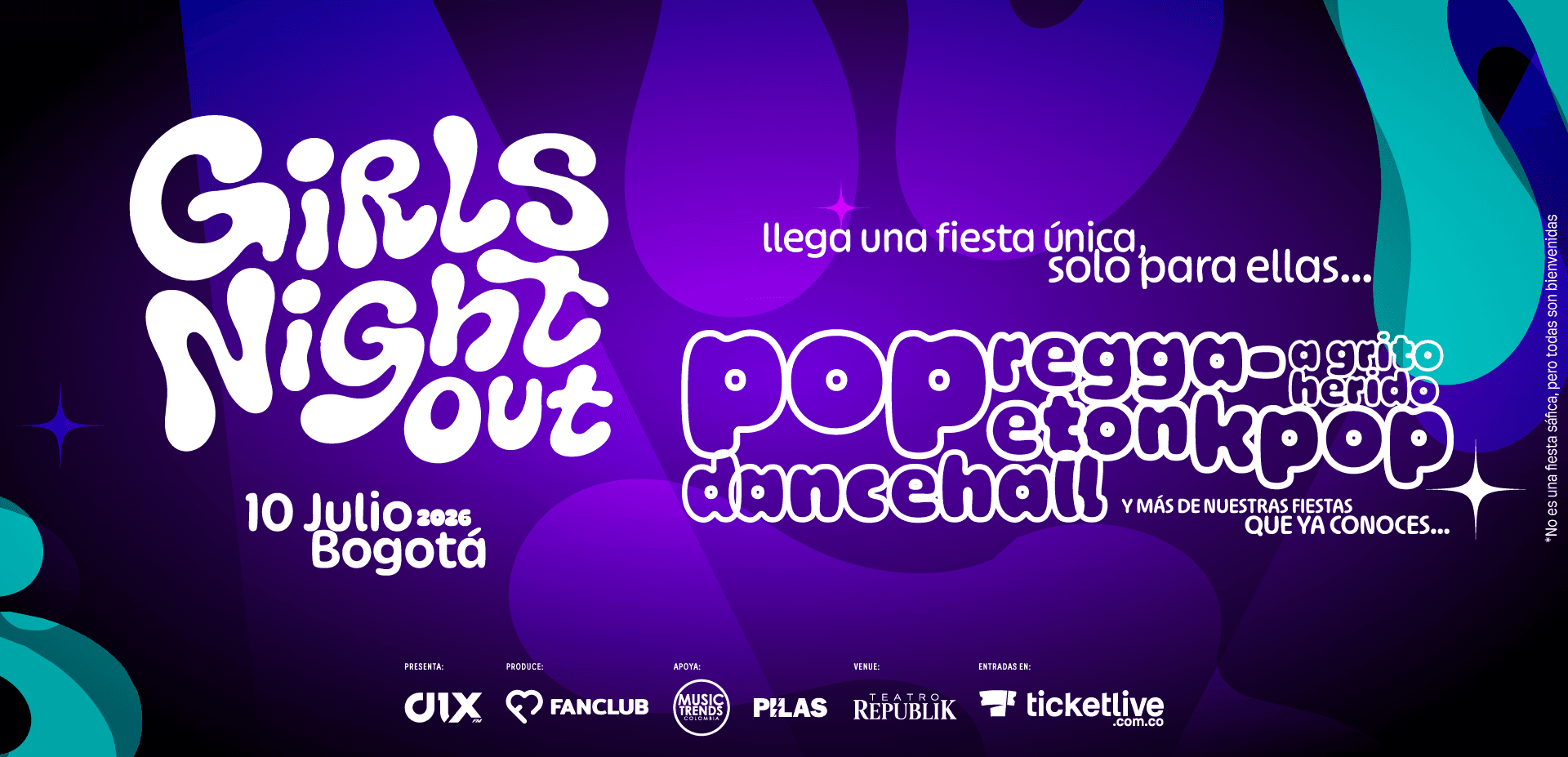 Girls Night Out, 10 julio 2026, Bogotá