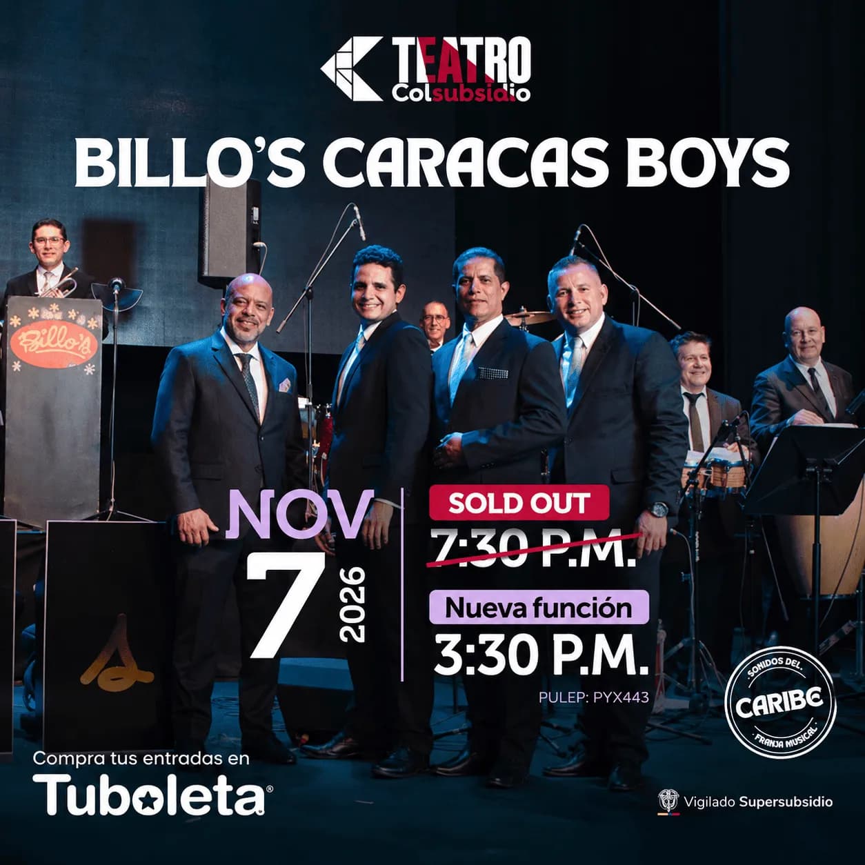 Billo's Caracas Boys en Cali: 7 de noviembre y boletas 2026