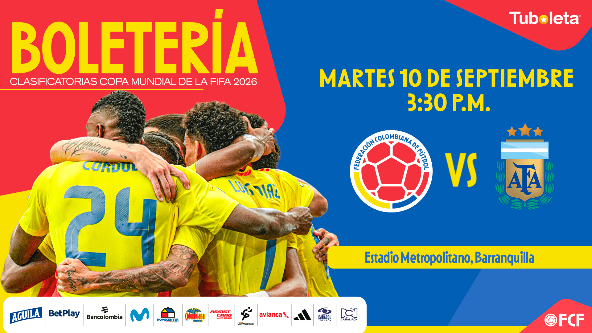 Eliminatorias Selección Colombia vs. Argentina: 10 Septiembre