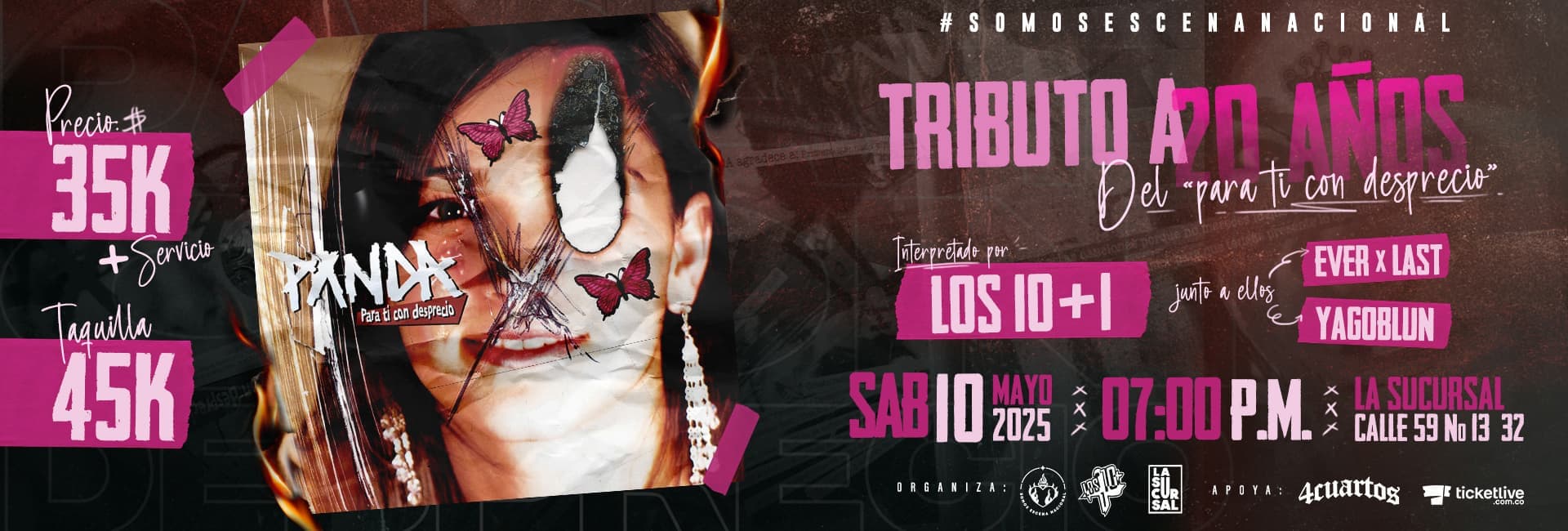 Tributo Pxndx Para Ti Con Desprecio, 20 años: 10 mayo 2025, Bogotá